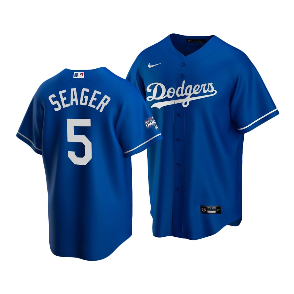 Men's Los Angeles Dodgers #5 Corey Seager Royal bule 2020 World Series Champions Home Patch Cool Base Stitched MLB Jersey Men's Los Angeles Dodgers #5 Corey Seager Royal bule 2020 World Series Champions Home Patch Cool Base Stitched MLB Jersey