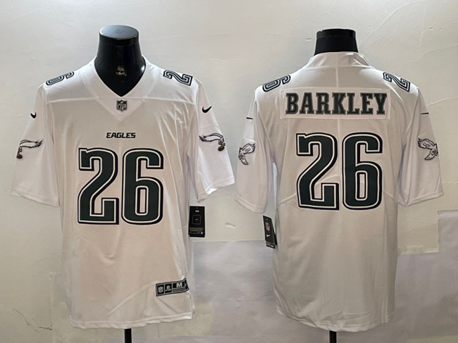 Men's Philadelphia Eagles #26 Saquon Barkley White Fashion Vapor Untouchable Limited Stitched Football Jersey Men's Philadelphia Eagles #26 Saquon Barkley White Fashion Vapor Untouchable Limited Stitched Football Jersey