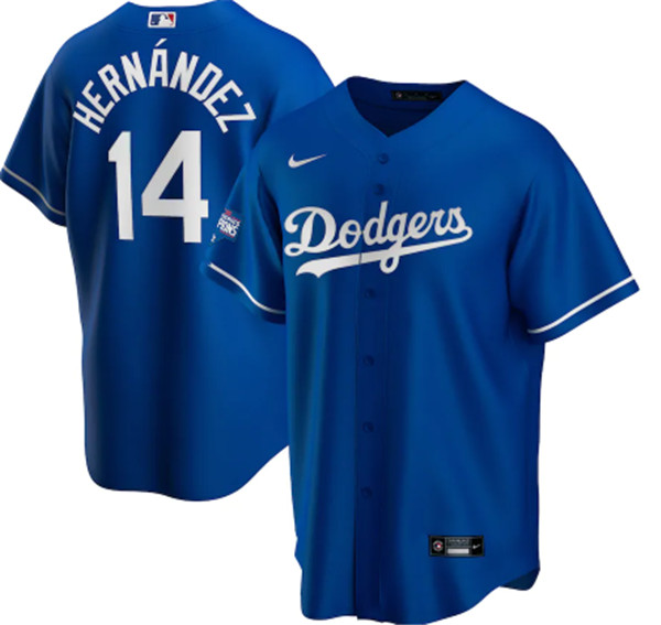 Men's Los Angeles Dodgers #14 Kiké Hernández Blue 2020 World Series Champions Home Patch Cool Base Stitched MLB Jersey Men's Los Angeles Dodgers #14 Kiké Hernández Blue 2020 World Series Champions Home Patch Cool Base Stitched MLB Jersey