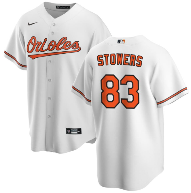 Men's Baltimore Orioles #83 Kyle Stowers White Cool Base Stitched Jersey Men's Baltimore Orioles #83 Kyle Stowers White Cool Base Stitched Jersey