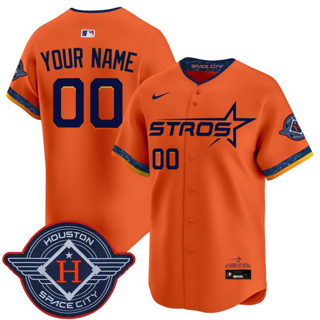 Men's Houston Astros Active Player Custom Orange 2025 City Connect Limited Stitched Baseball Jersey Men's Houston Astros Active Player Custom Orange 2025 City Connect Limited Stitched Baseball Jersey