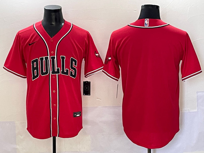 Men's Chicago Bulls Blank Red Cool Base Stitched Baseball Jerseyersey