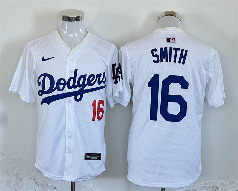 Men's Los Angeles Dodgers #16 Will Smith White 2024 Limited Stitched Baseball Jersey Men's Los Angeles Dodgers #16 Will Smith White 2024 Limited Stitched Baseball Jersey