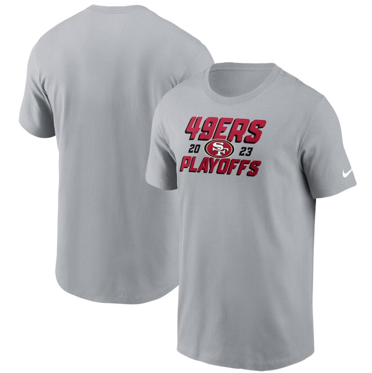 Men's San Francisco 49ers Gray 2023 NFL Playoffs Iconic T-Shirt Men's San Francisco 49ers Gray 2023 NFL Playoffs Iconic T-Shirt