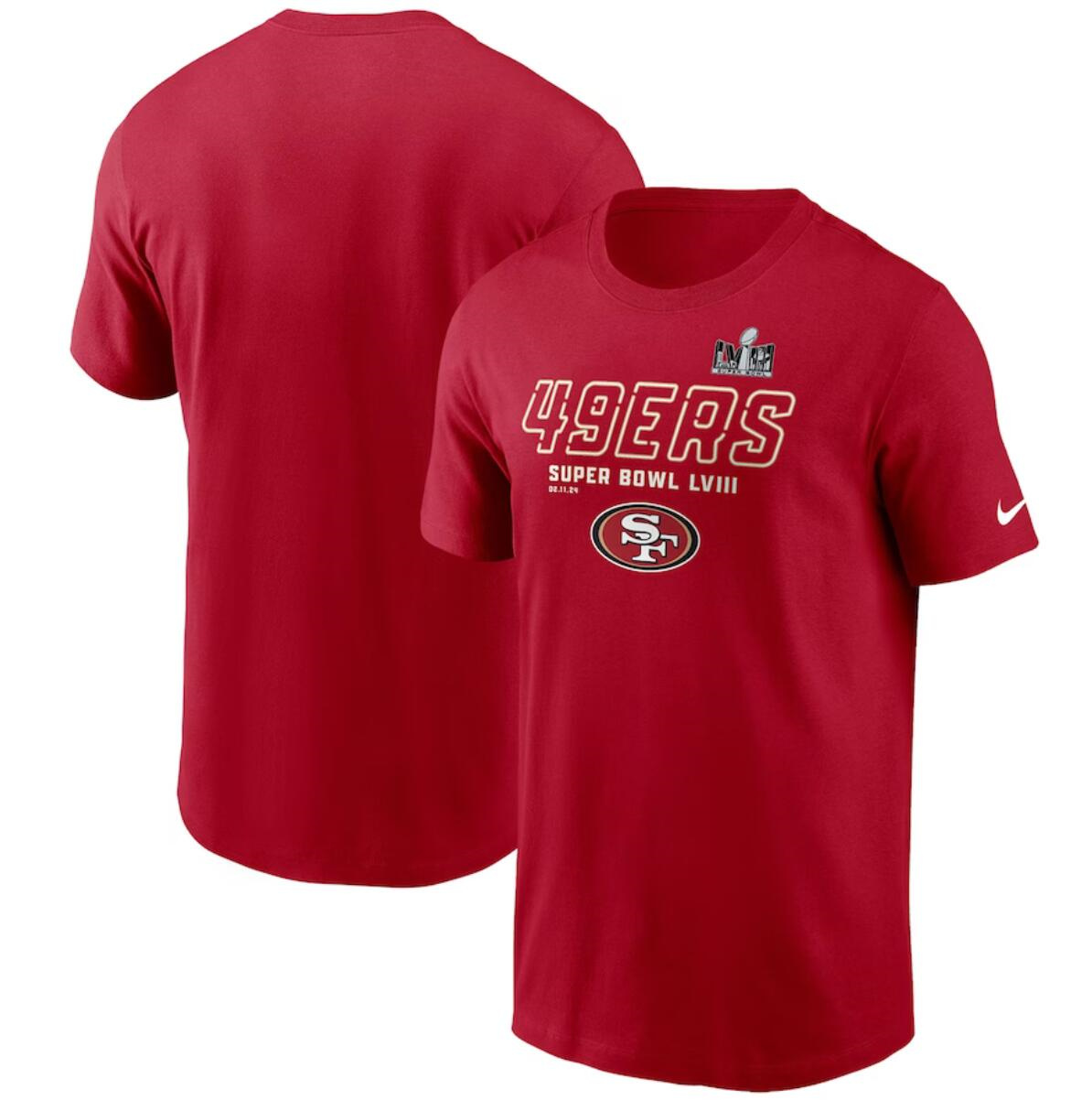 Men's San Francisco 49ers Scarlet Super Bowl LVIII Iconic T-Shirt Men's San Francisco 49ers Scarlet Super Bowl LVIII Iconic T-Shirt