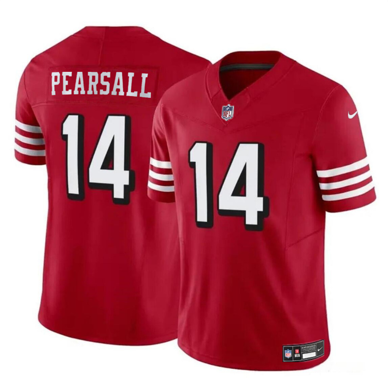 Men's San Francisco 49ers #14 Ricky Pearsall New Red 2024 Draft F.U.S.E. Vapor Untouchable Limited Stitched Football Jersey Men's San Francisco 49ers #14 Ricky Pearsall New Red 2024 Draft F.U.S.E. Vapor Untouchable Limited Stitched Football Jersey