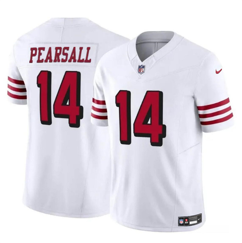 Men's San Francisco 49ers #14 Ricky Pearsall New White 2024 Draft F.U.S.E. Vapor Untouchable Limited Stitched Football Jersey Men's San Francisco 49ers #14 Ricky Pearsall New White 2024 Draft F.U.S.E. Vapor Untouchable Limited Stitched Football Jersey