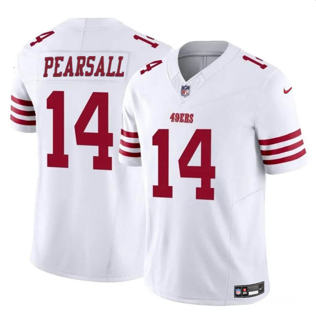 Men's San Francisco 49ers #14 Ricky Pearsall White 2024 Draft F.U.S.E. Vapor Untouchable Limited Stitched Football Jersey Men's San Francisco 49ers #14 Ricky Pearsall White 2024 Draft F.U.S.E. Vapor Untouchable Limited Stitched Football Jersey