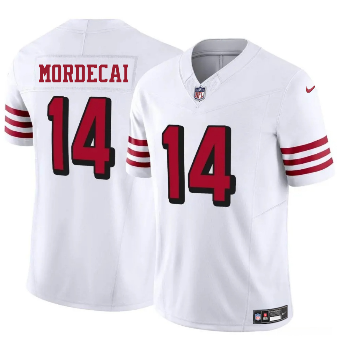 Men's San Francisco 49ers #14 Tanner Mordecai New White 2025 F.U.S.E. Vapor Untouchable Limited Stitched Football Jersey Men's San Francisco 49ers #14 Tanner Mordecai New White 2025 F.U.S.E. Vapor Untouchable Limited Stitched Football Jersey