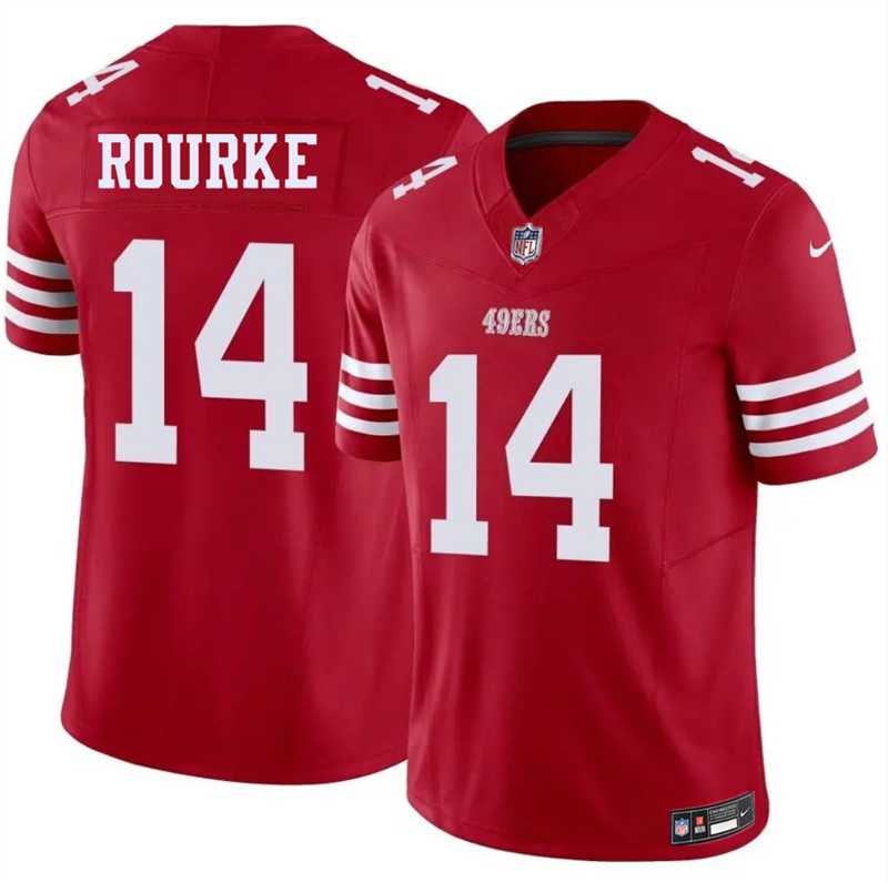 Men's San Francisco 49ers #14 Kurtis Rourke Red 2026 F.U.S.E. Vapor Untouchable Limited Stitched Football Jersey Men's San Francisco 49ers #14 Kurtis Rourke Red 2026 F.U.S.E. Vapor Untouchable Limited Stitched Football Jersey