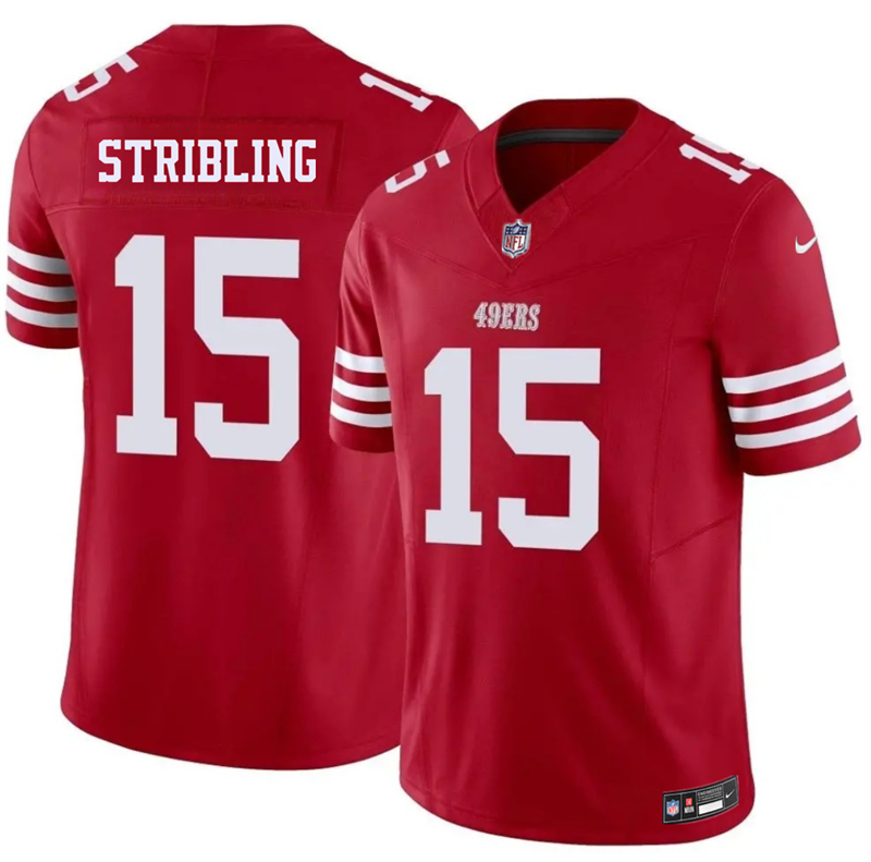Men's San Francisco 49ers #15 De'Zhaun Stribling Red 2026 F.U.S.E. Vapor Untouchable Limited Stitched Football Jersey Men's San Francisco 49ers #15 De'Zhaun Stribling Red 2026 F.U.S.E. Vapor Untouchable Limited Stitched Football Jersey