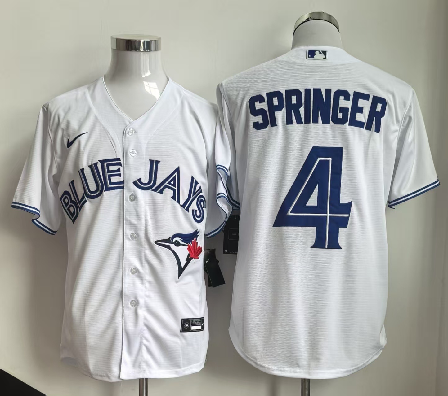 Men's Toronto Blue Jays #4 George Springer White Cool Base Stitched Baseball Jersey Men's Toronto Blue Jays #4 George Springer White Cool Base Stitched Baseball Jersey