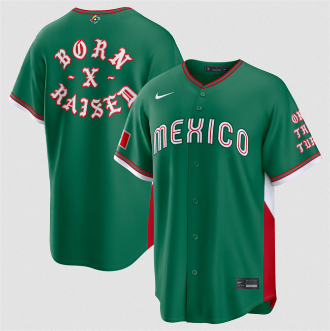 Men's Mexico Baseball Born x Raised Green 2026 World Baseball Classic Stadium Stitched Jerse Men's Mexico Baseball Born x Raised Green 2026 World Baseball Classic Stadium Stitched Jerse