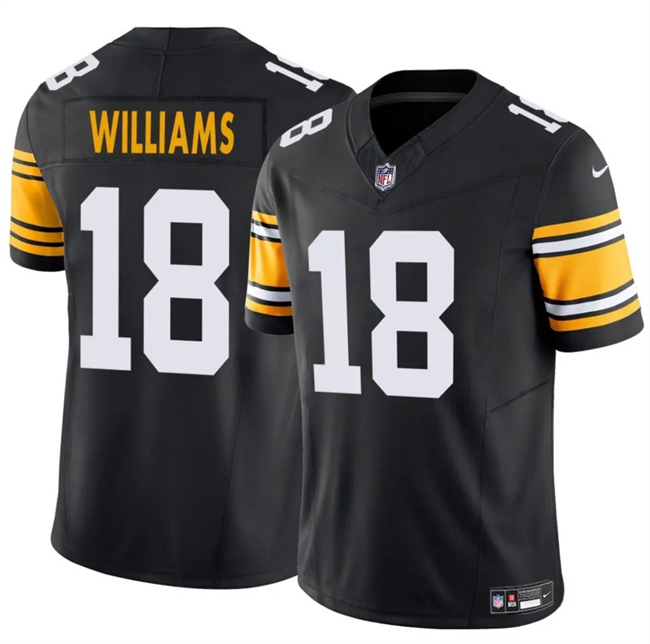 Men's Pittsburgh Steelers #18 Mike Williams Black 2024 F.U.S.E. Color Rush Limited Stitched Jersey Men's Pittsburgh Steelers #18 Mike Williams Black 2024 F.U.S.E. Color Rush Limited Stitched Jersey