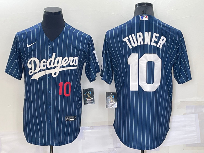 Men's Los Angeles Dodgers ACTIVE PLAYER Custom Navy Pinstripe Cool Base Stitched Baseball Jersey