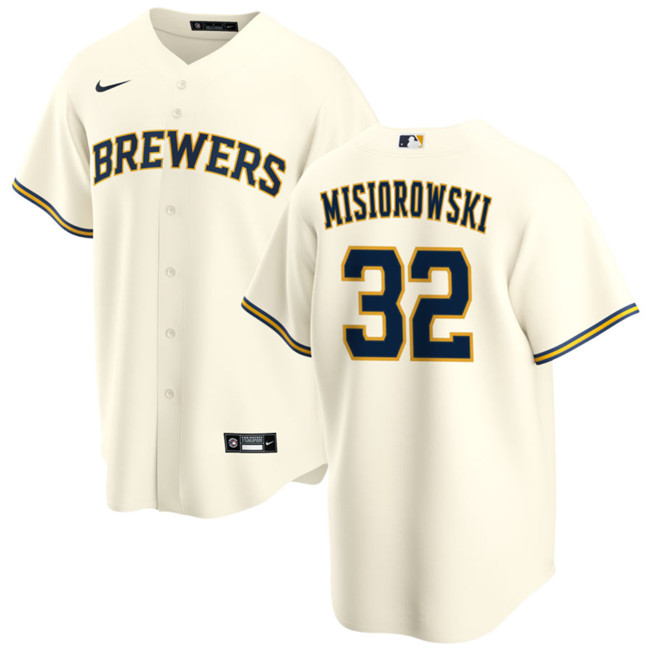 Men's Milwaukee Brewers #32 Jacob Misiorowski Cream 2025 Limited Stitched Baseball Jersey Men's Milwaukee Brewers #32 Jacob Misiorowski Cream 2025 Limited Stitched Baseball Jersey