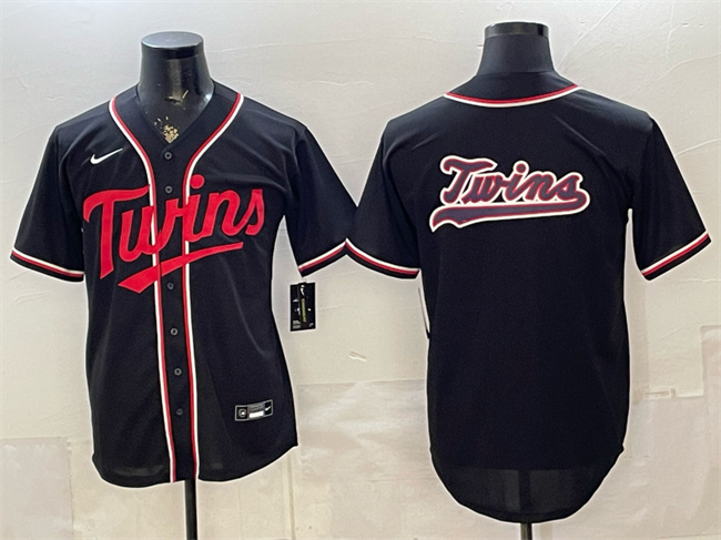 Men's Minnesota Twins Team Big Logo 2026 Fashion Replica Black Out Stitched Baseball Jersey