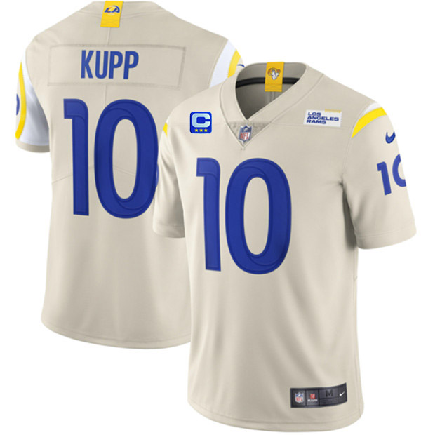 Men's Los Angeles Rams #10 Cooper Kupp 2022 Cream With 3-Star C Patch Vapor Limited Stitched Jersey Men's Los Angeles Rams #10 Cooper Kupp 2022 Cream With 3-Star C Patch Vapor Limited Stitched Jersey