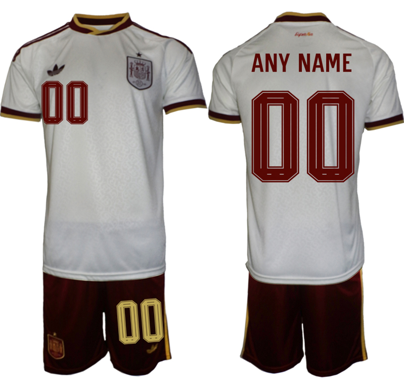 Men's Spain Team Custom White 2026 World Cup Away Soccer Jersey