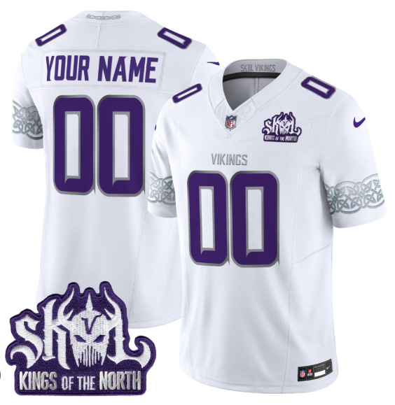 Men's Minnesota Vikings Custom King Of The North Patch Throwback Vapor Limited Jersey