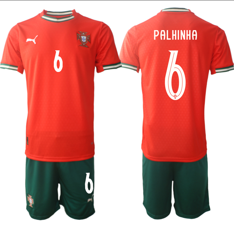 Men's Portugal Team #6 João Palhinha 2025 Red Home Soccer Jersey Suit Men's Portugal Team #6 João Palhinha 2025 Red Home Soccer Jersey Suit