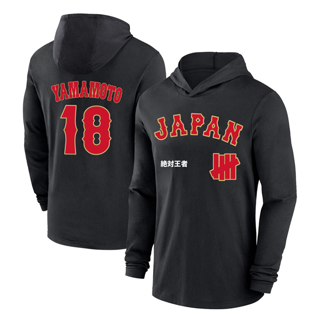 Men's Japan Baseball #18 Yoshinobu Yamamoto Black 2026 World Baseball Classic Club Hoodie Men's Japan Baseball #18 Yoshinobu Yamamoto Black 2026 World Baseball Classic Club Hoodie