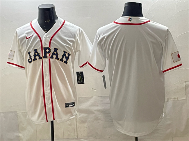 Men's Japan Baseball Blank White 2026 World Baseball Classic Home Stadium Stitched Jersey Men's Japan Baseball Blank White 2026 World Baseball Classic Home Stadium Stitched Jersey