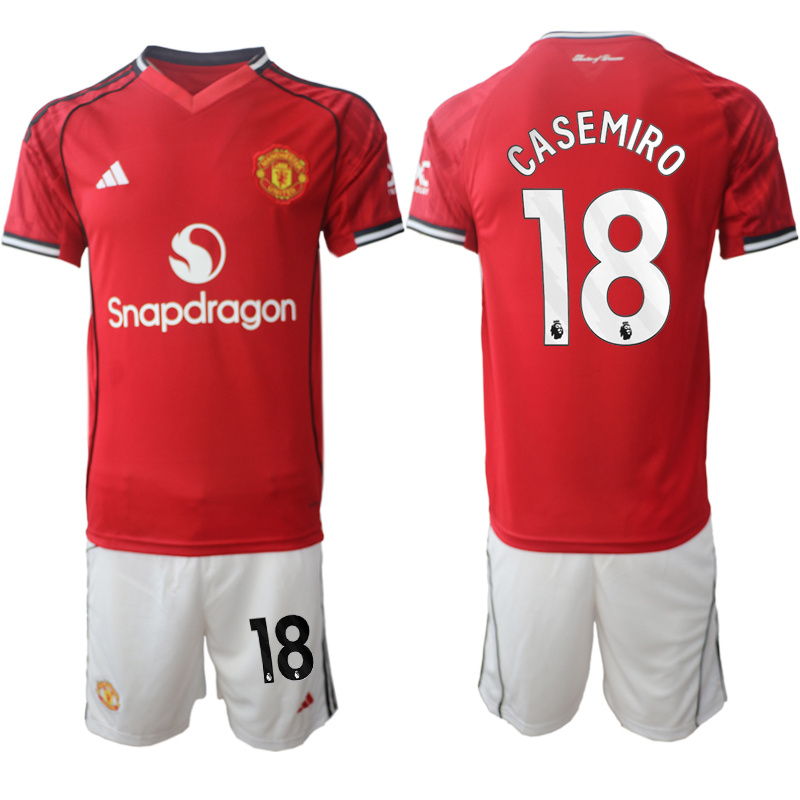 Men's Manchester United #18 Casemiro2025/26 Red Home Soccer Jersey Suit