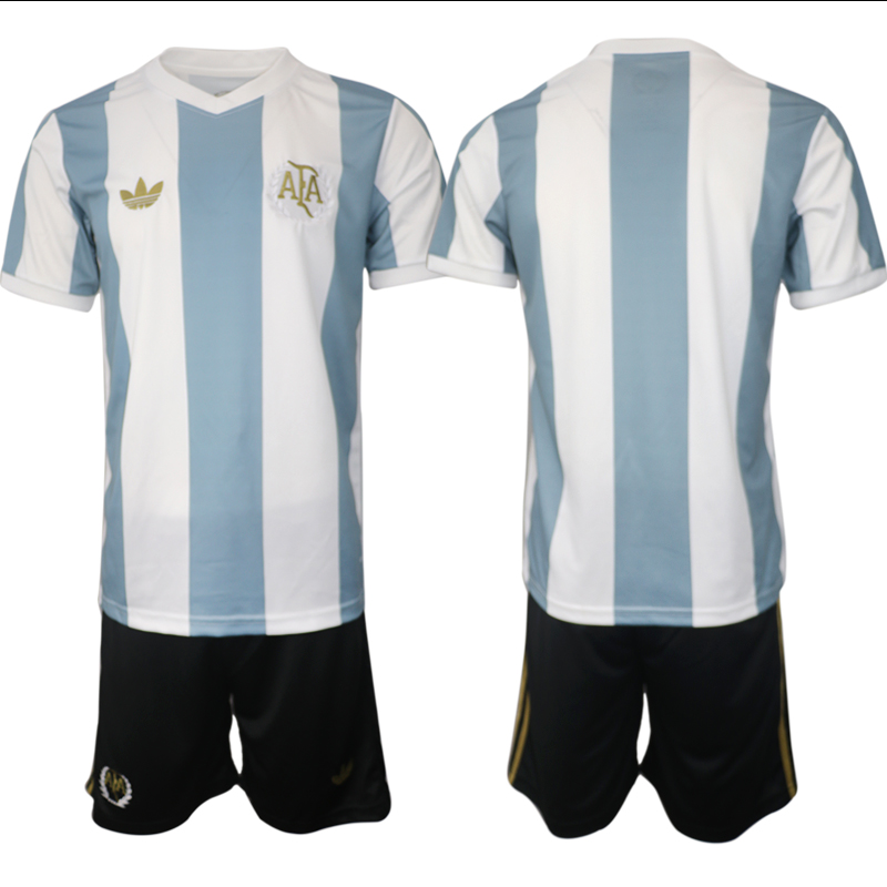 Men's Argentina Blank White/Blue 2024-25 Home Soccer Jersey Suit Men's Argentina Blank White/Blue 2024-25 Home Soccer Jersey Suit