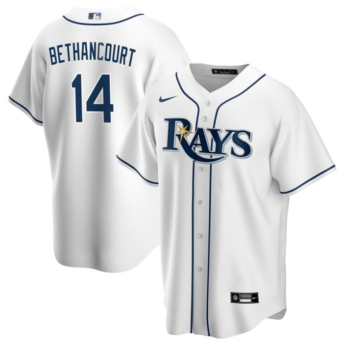 Men's Tampa Bay Rays #14 Christian Bethancourt White Cool Base Stitched Baseball Jersey Men's Tampa Bay Rays #14 Christian Bethancourt White Cool Base Stitched Baseball Jersey