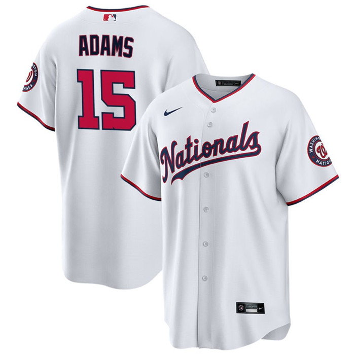 Men's Washington Nationals #15 Riley Adams White Cool Base Stitched Baseball Jersey Men's Washington Nationals #15 Riley Adams White Cool Base Stitched Baseball Jersey