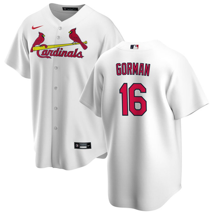 Men's St. Louis Cardinals #16 Nolan Gorman White Cool Base Stitched Jersey