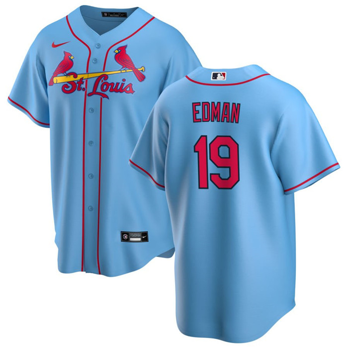 Men's St. Louis Cardinals #19 Tommy Edman Blue Cool Base Stitched Jersey Men's St. Louis Cardinals #19 Tommy Edman Blue Cool Base Stitched Jersey