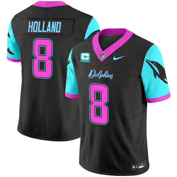 Men's Miami Dolphins #8 Jevon Holland Black F.U.S.E. With 1-Star C Patch 