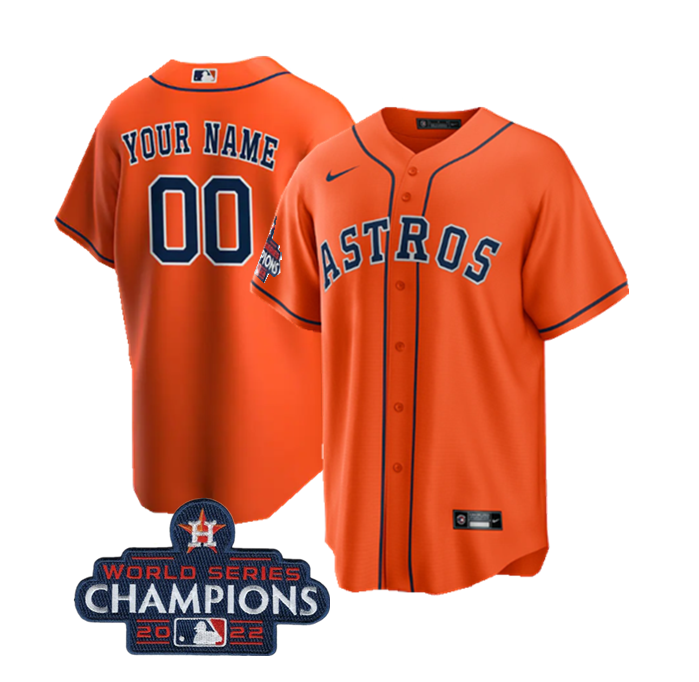 Men's Houston Astros Active Player Custom Orange 2022 World Series Champions Cool Base Stitched Baseball Jersey Men's Houston Astros Active Player Custom Orange 2022 World Series Champions Cool Base Stitched Baseball Jersey