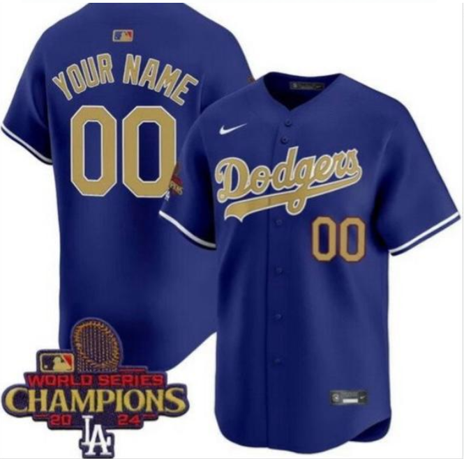 Men's Los Angeles Dodgers ACTIVE PLAYER Custom Blue 2024 Series World Patch Limited Stitched Baseball Jersey Men's Los Angeles Dodgers ACTIVE PLAYER Custom Blue 2024 Series World Patch Limited Stitched Baseball Jersey