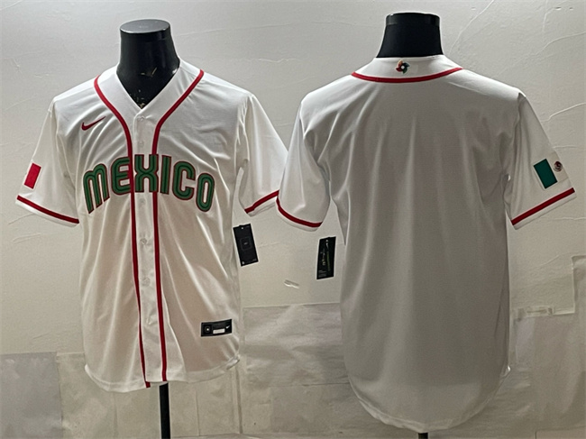 Men's Mexico Baseball Blank White 2026 World Baseball Classic Home Stadium Stitched Jersey Men's Mexico Baseball Blank White 2026 World Baseball Classic Home Stadium Stitched Jersey