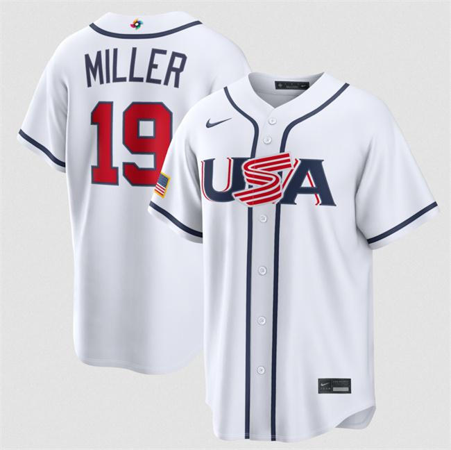 Men's USA Baseball #19 Mason Miller White 2026 World Baseball Classic Home Stadium Stitched Jersey Men's USA Baseball #19 Mason Miller White 2026 World Baseball Classic Home Stadium Stitched Jersey