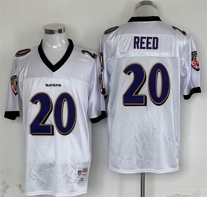 Men's Baltimore Ravens #20 Ed Reed White Thrrowback Jersey Men's Baltimore Ravens #20 Ed Reed White Thrrowback Jersey