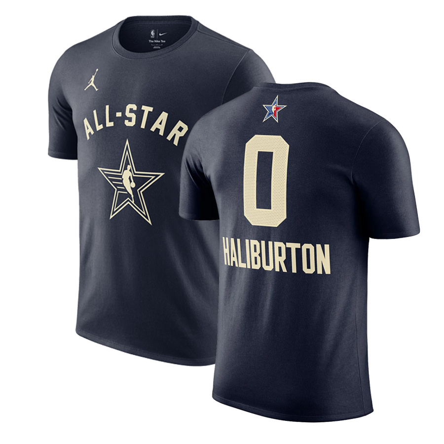 Men's 2024 All-Star #0 Tyrese Haliburton Navy T-Shirt Men's 2024 All-Star #0 Tyrese Haliburton Navy T-Shirt