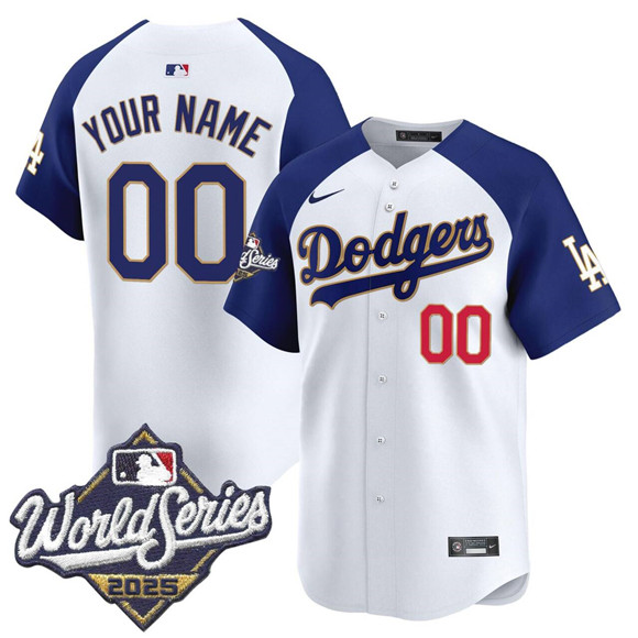 Men's Los Angeles Dodgers ACTIVE PLAYER Custom White Alternate 2025 World Series Gold Trim Vapor Premier Limited Stitched Baseball Jersey