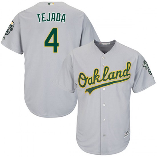 Men's Oakland Athletics #4 Miguel Tejada Grey Cool Base Stitched MLB Jersey Men's Oakland Athletics #4 Miguel Tejada Grey Cool Base Stitched MLB Jersey