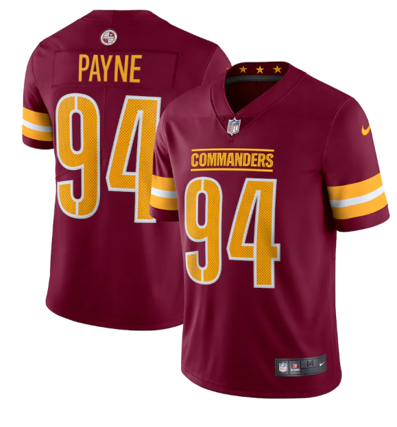 Men's Washington Commanders #94 Da'Ron Payne 2022 Burgundy Vapor Limited Stitched Jersey Men's Washington Commanders #94 Da'Ron Payne 2022 Burgundy Vapor Limited Stitched Jersey