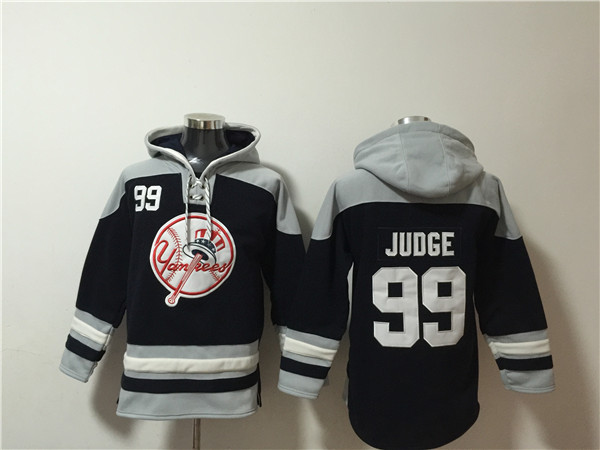Men's New York Yankees #99 Aaron Judge Black/Grey Ageless Must-Have Lace-Up Pullover Hoodie Men's New York Yankees #99 Aaron Judge Black/Grey Ageless Must-Have Lace-Up Pullover Hoodie
