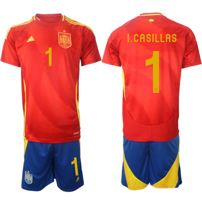 Men's Spain Team #1 Iker Casillas 2024-25 Red Home Soccer Jersey Suit Men's Spain Team #1 Iker Casillas 2024-25 Red Home Soccer Jersey Suit