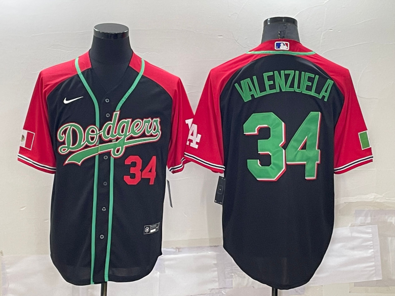 Men's Los Angeles Dodgers #34 Toro Valenzuela Red/Black Cool Base Stitched Baseball Jersey Men's Los Angeles Dodgers #34 Toro Valenzuela Red/Black Cool Base Stitched Baseball Jersey