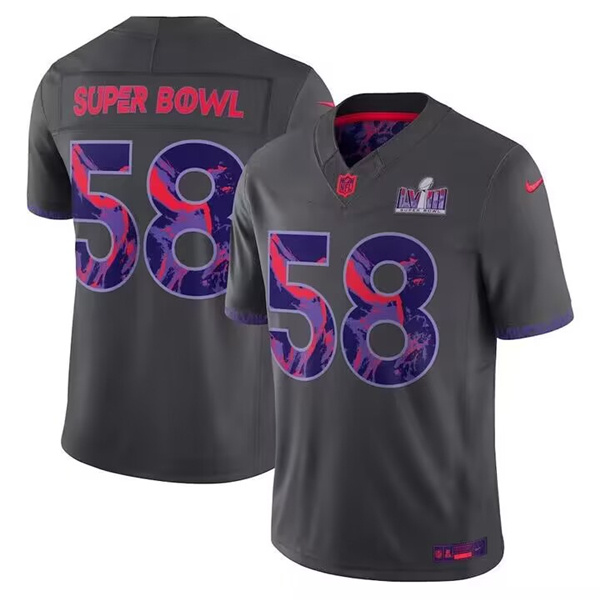 Men's #58 Super Bowl LVIII Patch 2024 Anthracite F.U.S.E. Vapor Untouchable Limited Stitched Football Jersey Men's #58 Super Bowl LVIII Patch 2024 Anthracite F.U.S.E. Vapor Untouchable Limited Stitched Football Jersey