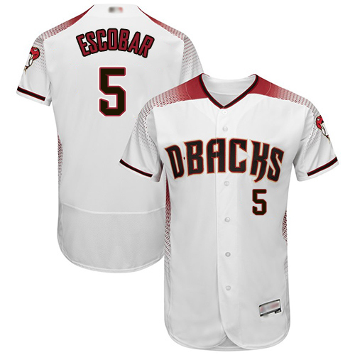Diamondbacks #5 Eduardo Escobar White/Crimson Flexbase Authentic Collection Stitched MLB Jersey Diamondbacks #5 Eduardo Escobar White/Crimson Flexbase Authentic Collection Stitched MLB Jersey