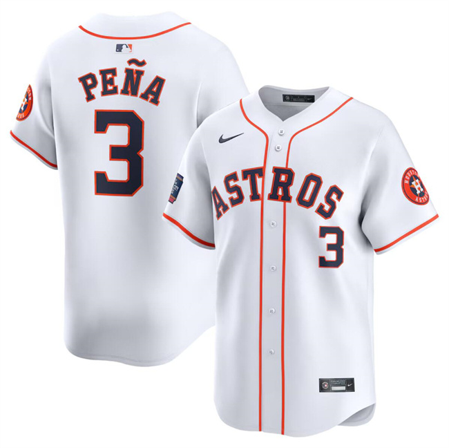 Men's Houston Astros #3 Jeremy Peña White 2024 World Tour Mexico City Series Home Limited Stitched Baseball Jersey Men's Houston Astros #3 Jeremy Peña White 2024 World Tour Mexico City Series Home Limited Stitched Baseball Jersey