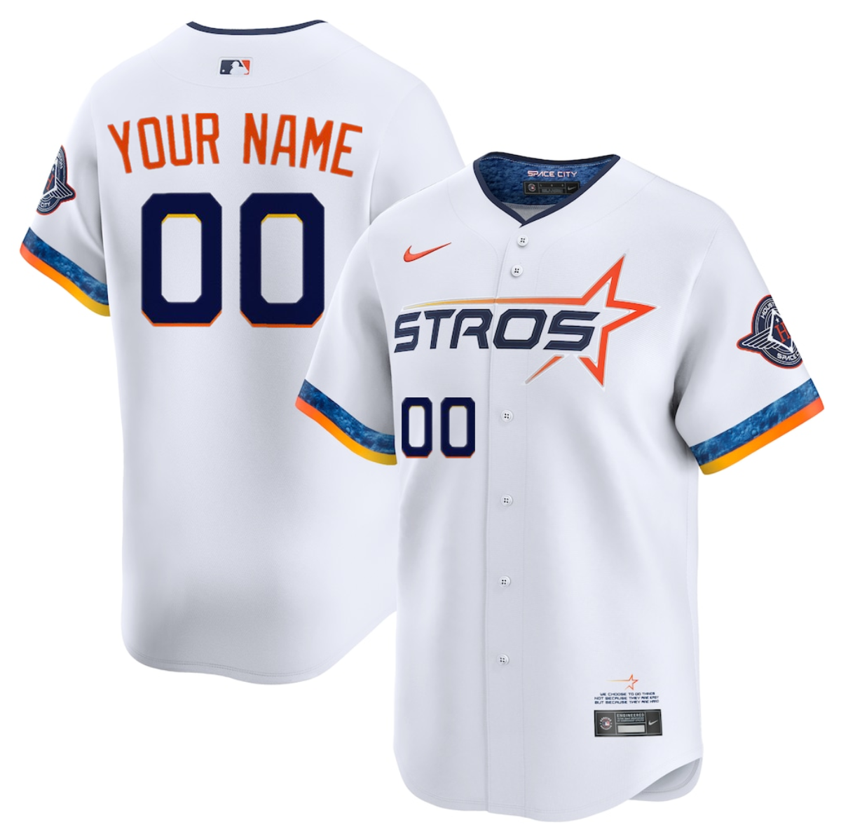 Men's Houston Astros Active Player Custom White 2025 City Connect Limited Stitched Baseball Jersey Men's Houston Astros Active Player Custom White 2025 City Connect Limited Stitched Baseball Jersey